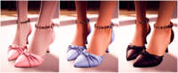 LoveKnot Heelsのピンク・淡いブルー・ブラックのコーディネート例